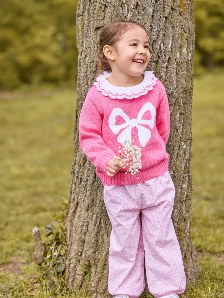 Intarsia Sweater | Hot Pink Bow