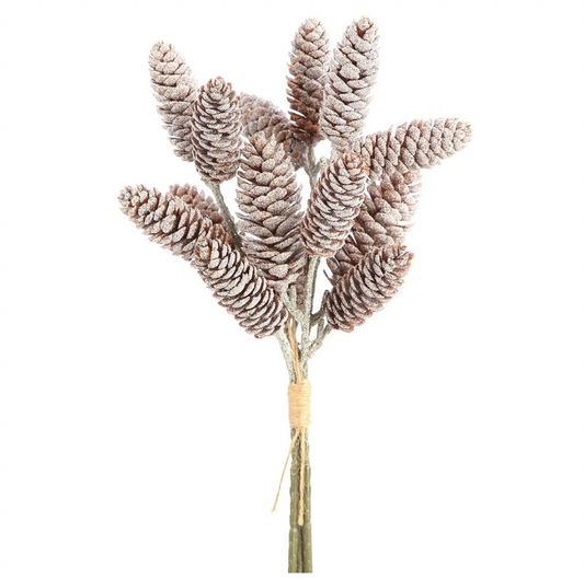 13" Iced Plastic Pine Cone Bundle