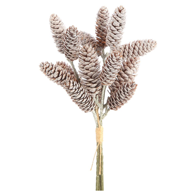 13" Iced Plastic Pine Cone Bundle