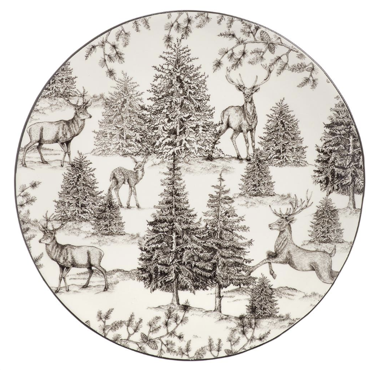 8" Tree/Reindeer Ceramic Plate