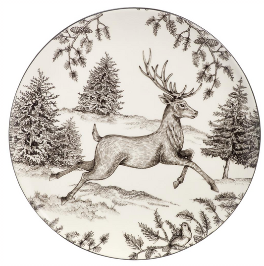 12" Tree/Reindeer Ceramic Plate