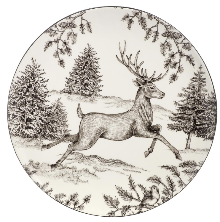 12" Tree/Reindeer Ceramic Plate