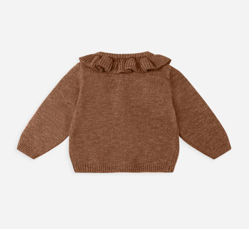 Ruffle Collar Cardigan | Heathered Cedar