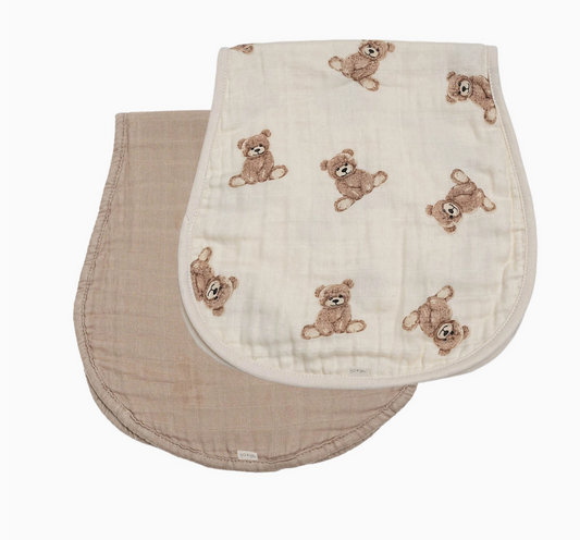 Bamboo Muslin Burp Cloth Set | Teddy/Taupe