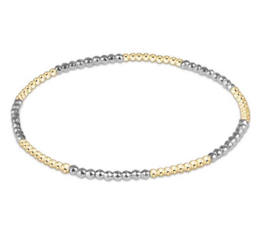 Blissful Pattern 2mm Bead Bracelet | Bright Silver Faceted Hematite