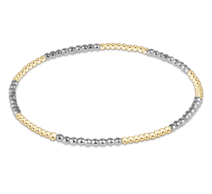 Blissful Pattern 2mm Bead Bracelet | Bright Silver Faceted Hematite