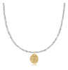 17” Choker Faceted Hematite 2mm Bead | Inspire Small Gold Charm