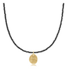 17” Choker Faceted Hematite 2mm Bead | Inspire Small Gold Charm