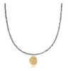17” Choker Faceted Hematite 2mm Bead | Inspire Small Gold Charm