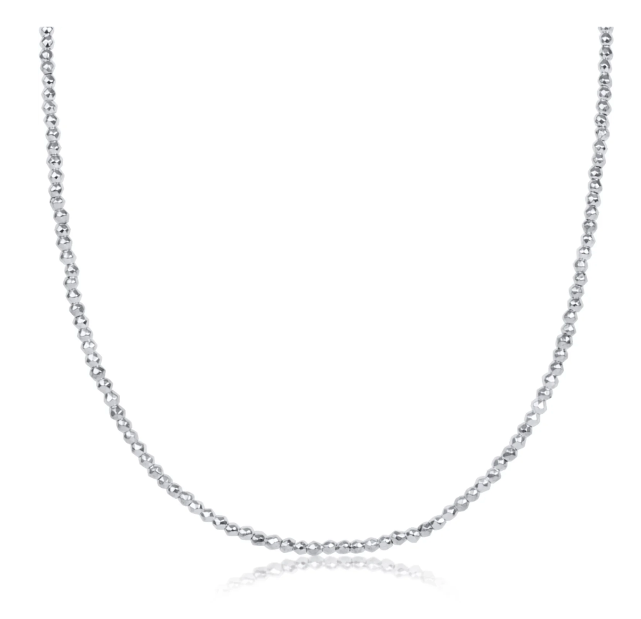 17” Choker Faceted Hematite 2mm Bead