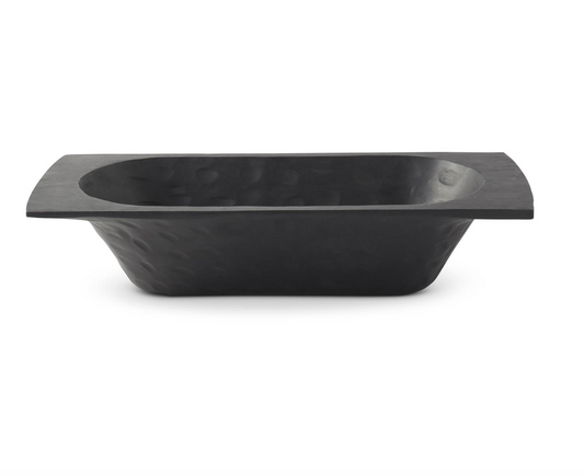 32.5" Black Wooden Dough Bowl with Square Edge