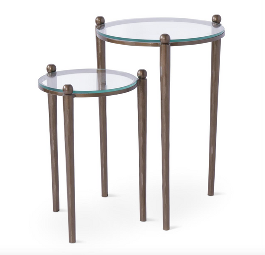 Antique Gold & Glass Nesting Side Drink Tables