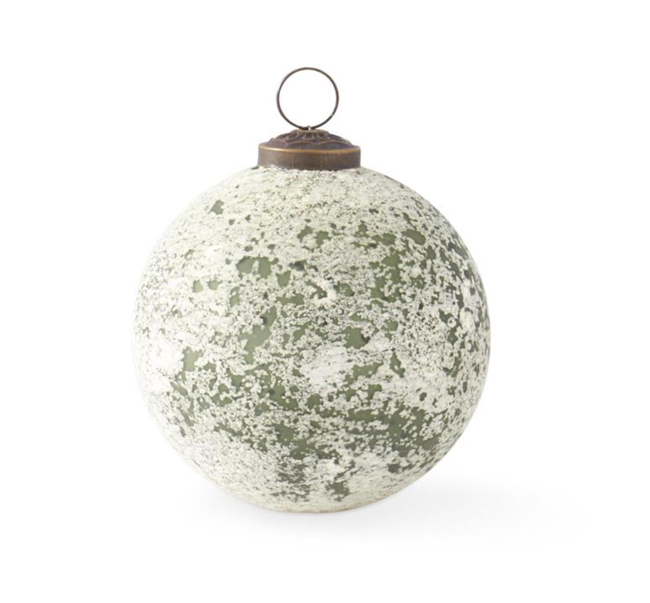 4" Dark Green & White Speckle Glass Ornament