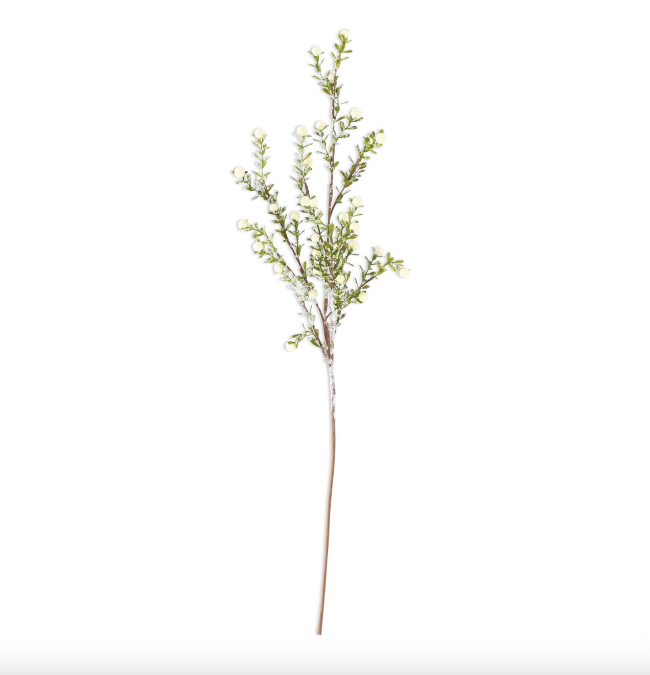 30" Glittered Snowy White Berry Leaf Stem