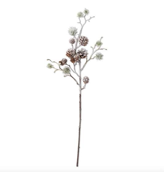 32" Flocked Pine Stem with Pinecones