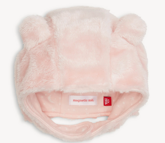 Minky Magnetic Bear Hat | Pink Blossom