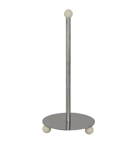 Stainless Steel Paper Towel Holder with Enameled Ball Feet & Top