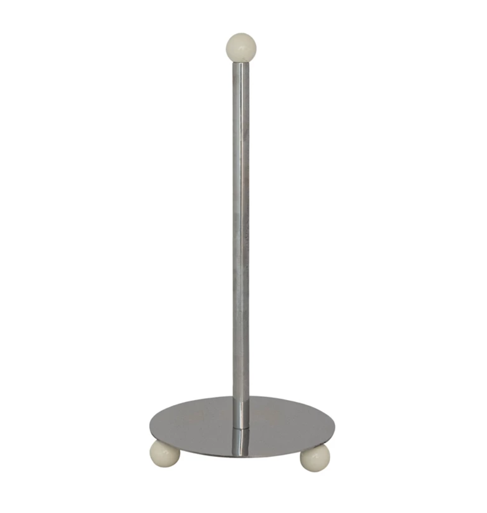 Stainless Steel Paper Towel Holder with Enameled Ball Feet & Top