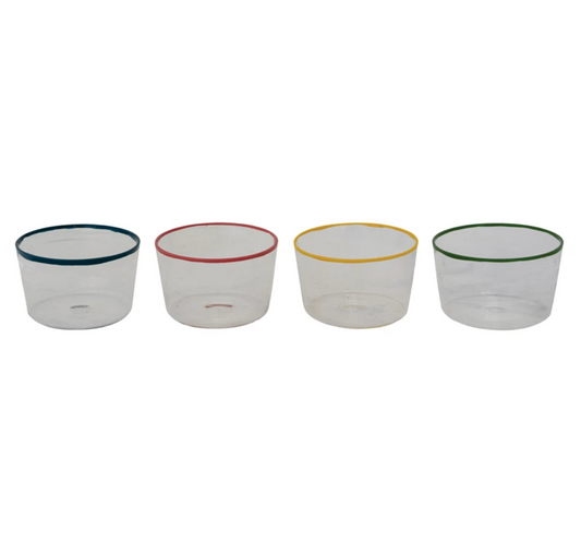 Glass Bowl with Colored Edge | 4 Colors