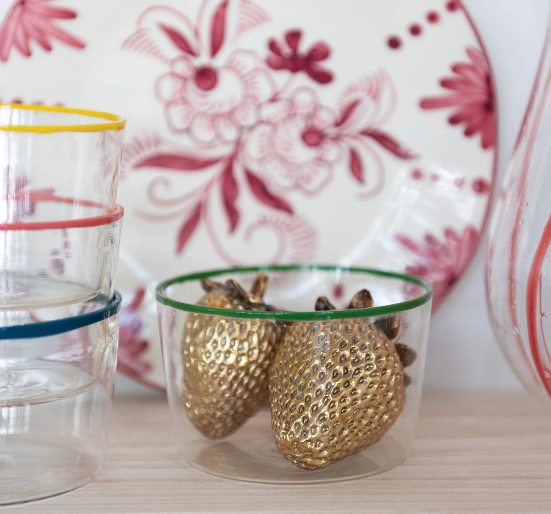 Glass Bowl with Colored Edge