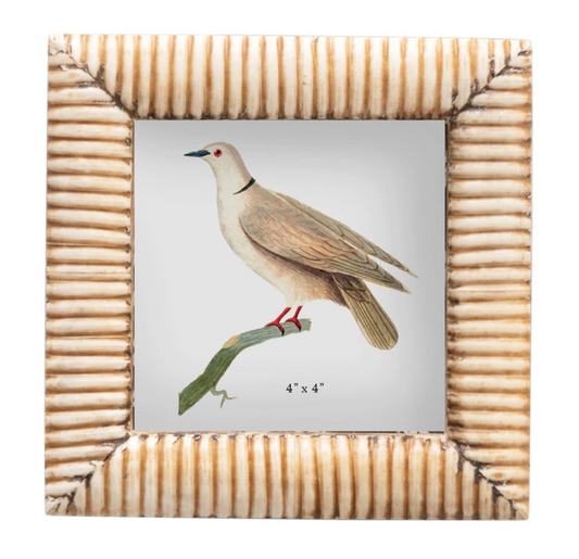 Hand-Carved Photo Frame with Ribbed Pattern