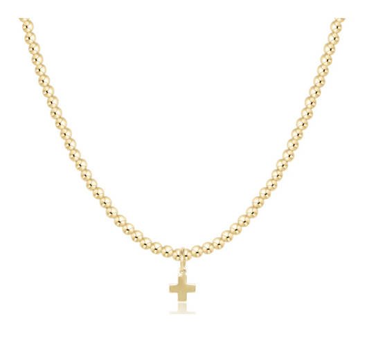15” Choker Beaded | Classic Gold 3mm | Signature Gold Cross Charm