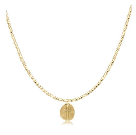 15” Choker Beaded | Classic Gold 2mm | Inspire Small Gold Disc