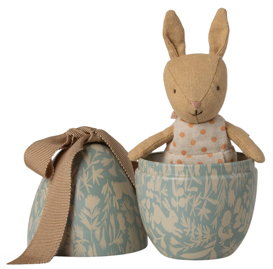 Easter Egg with Micro Rabbit | Small | Dusty Blue
