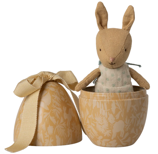 Easter Egg with Micro Rabbit | Small | Cream Yellow