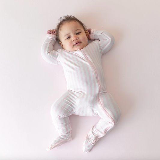 Zippered Romper | Small Sakura Stripe