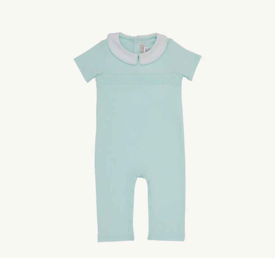 Samuel Smocked Romper | Sea Island Seafoam
