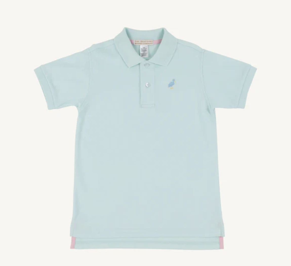 Prim & Proper Polo Short Sleeve Pima | Sea Island Seafoam/Beale Street Blue Multicolor