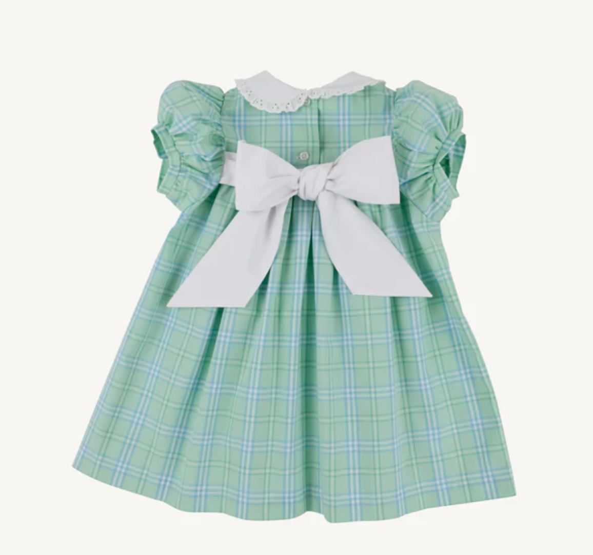 Mary Dal Dress | Pelham Bay Plaid (Green) / Worth Ave White
