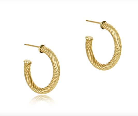 Round Gold 1.25" Post Hoop 4mm | Textured Twist