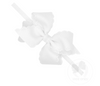 Small Grosgrain Hair Bow with Embossed Eyelet Edge on White Nylon Band | Multiple Colors