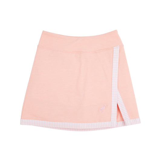 Prepletic™ Samantha Skort | Pompano Peach with Palm Beach Pink Stripe & Palm Beach Pink Stork