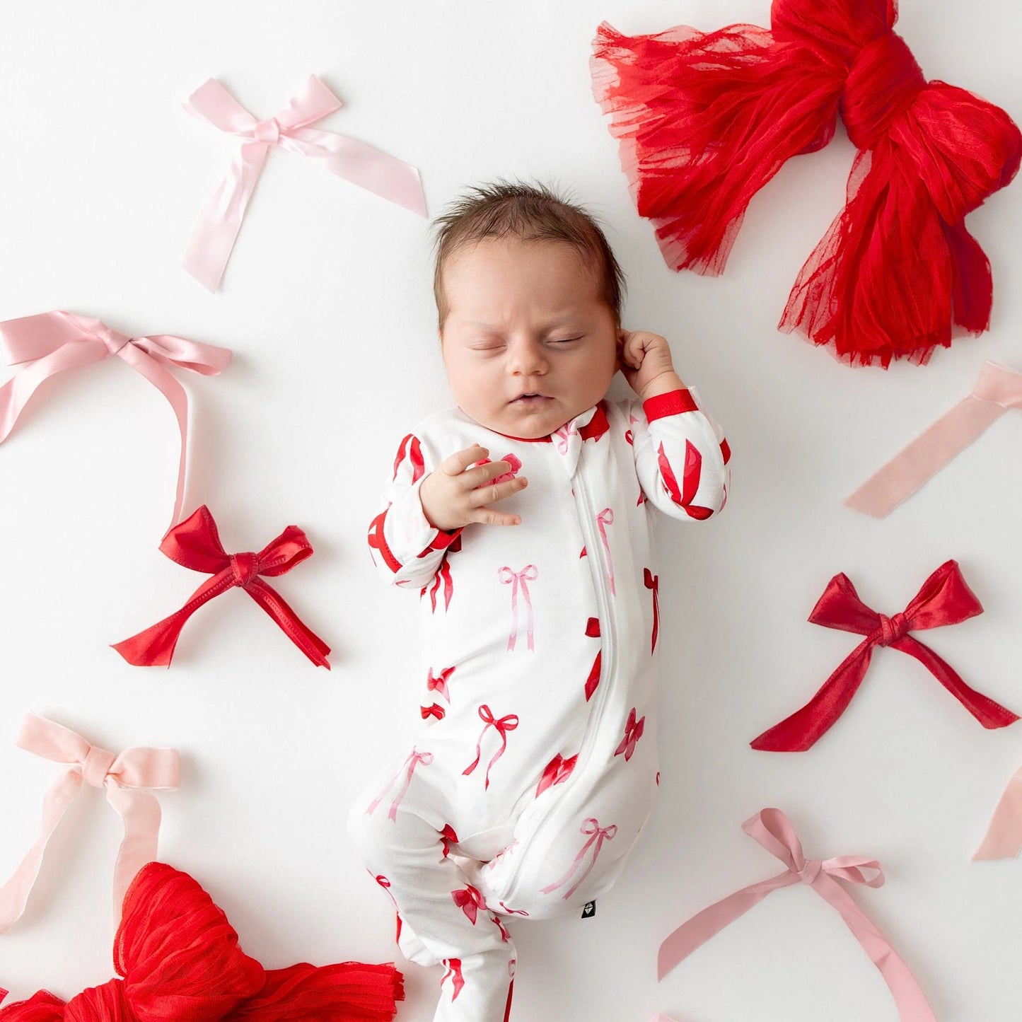 Zippered Footie in Small Love Bow