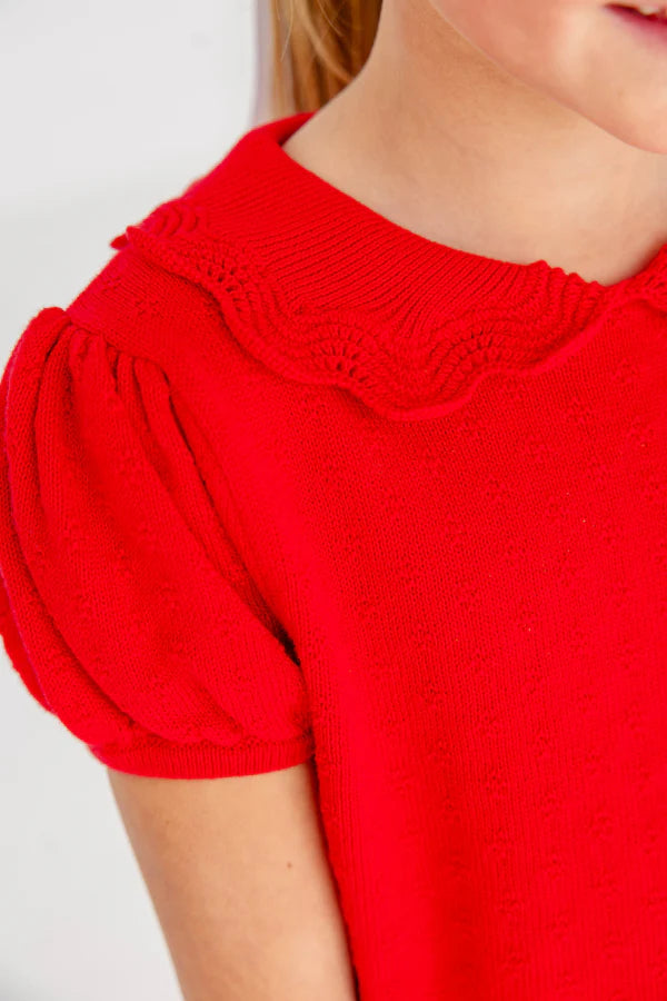 Short Sleeve Maude's Sweater  | Richmond Red