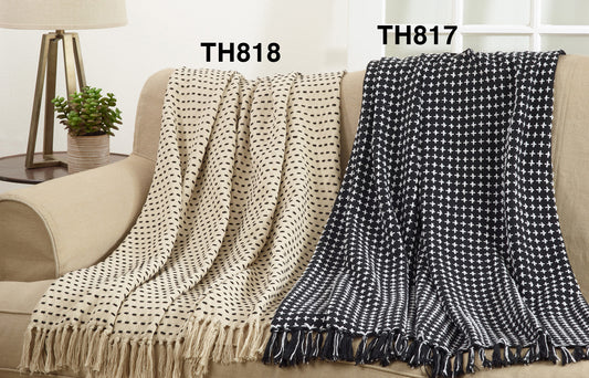 Cross Thread Throw - Natural | 50"x60"
