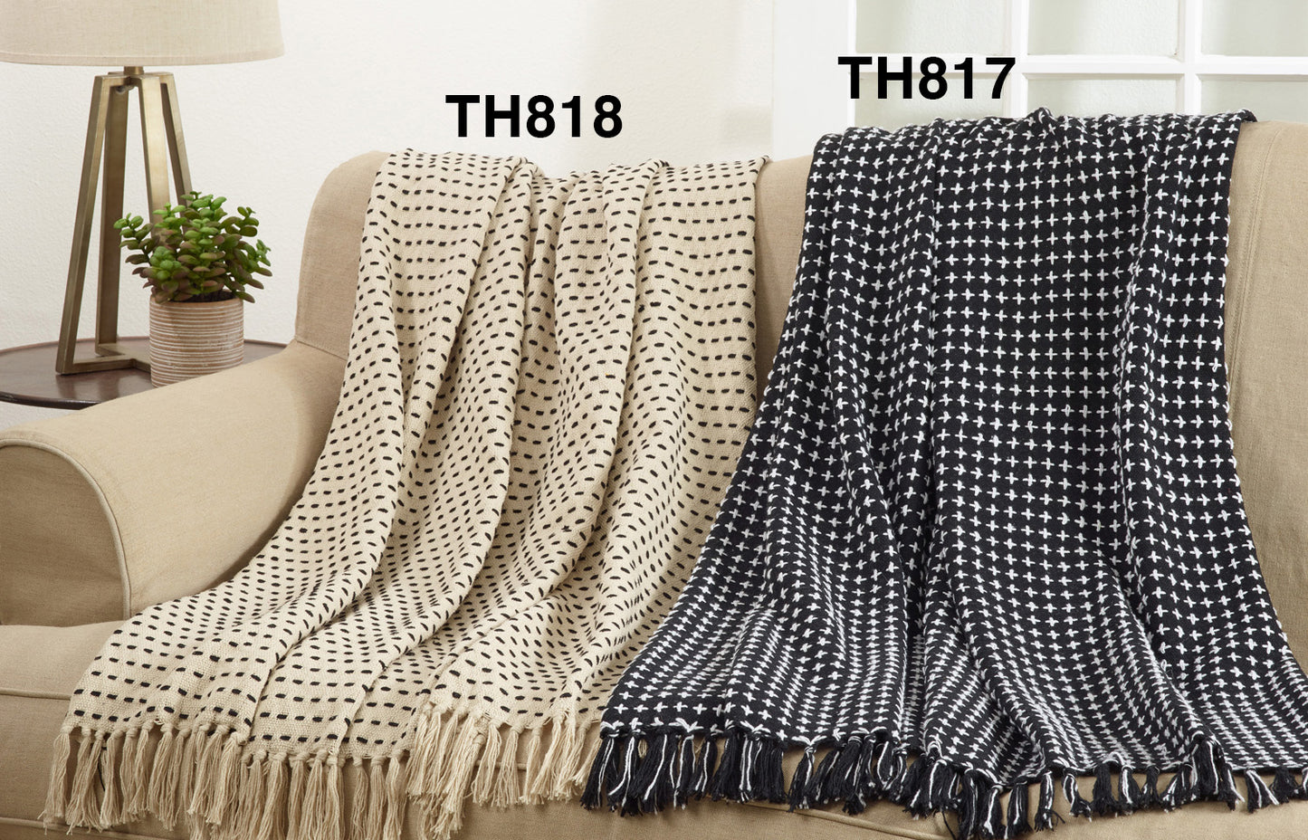 Cross Thread Throw - Natural | 50"x60"