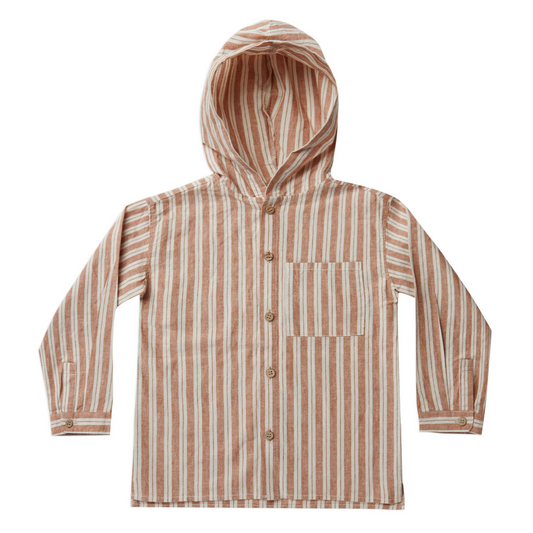Hooded Overshirt - Stone Stripe