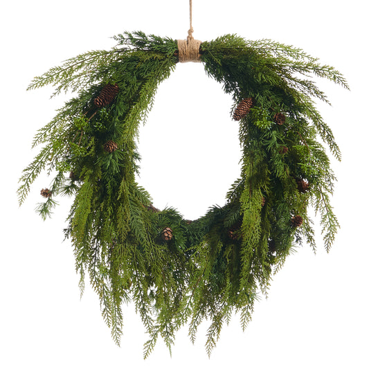 27" Cedar and Mini Pinecone Wreath