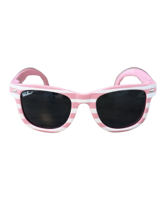 Polarized WeeFarers®  Sunglasses | Pink + White Stripes