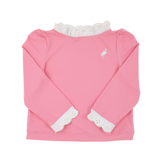 Winnie's Wave Spotter Swim Shirt | Hamptons Hot Pink With Worth Avenue White (UPF 35+)