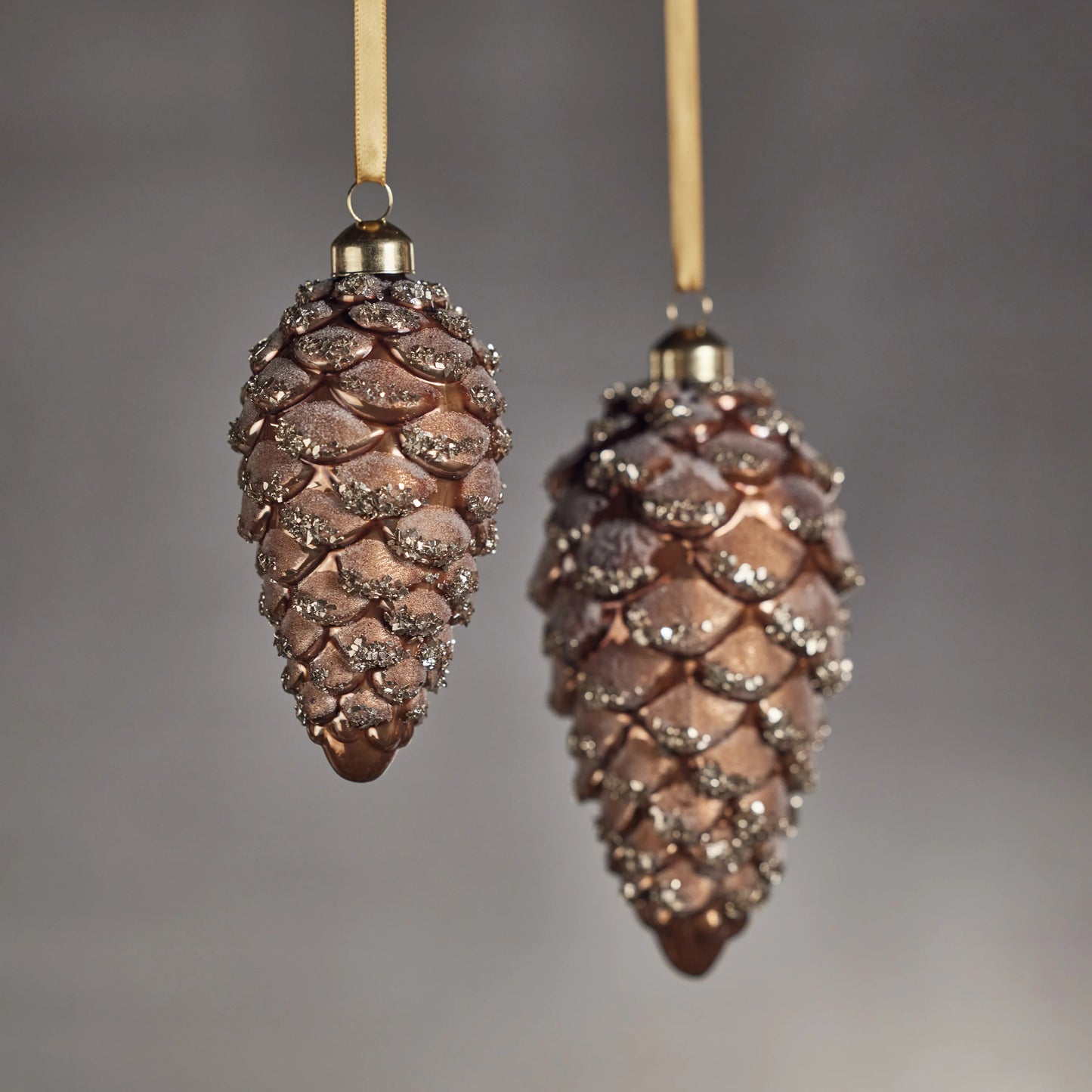Glass Pine Cone Ornament | Copper Bronze Umber 6 in