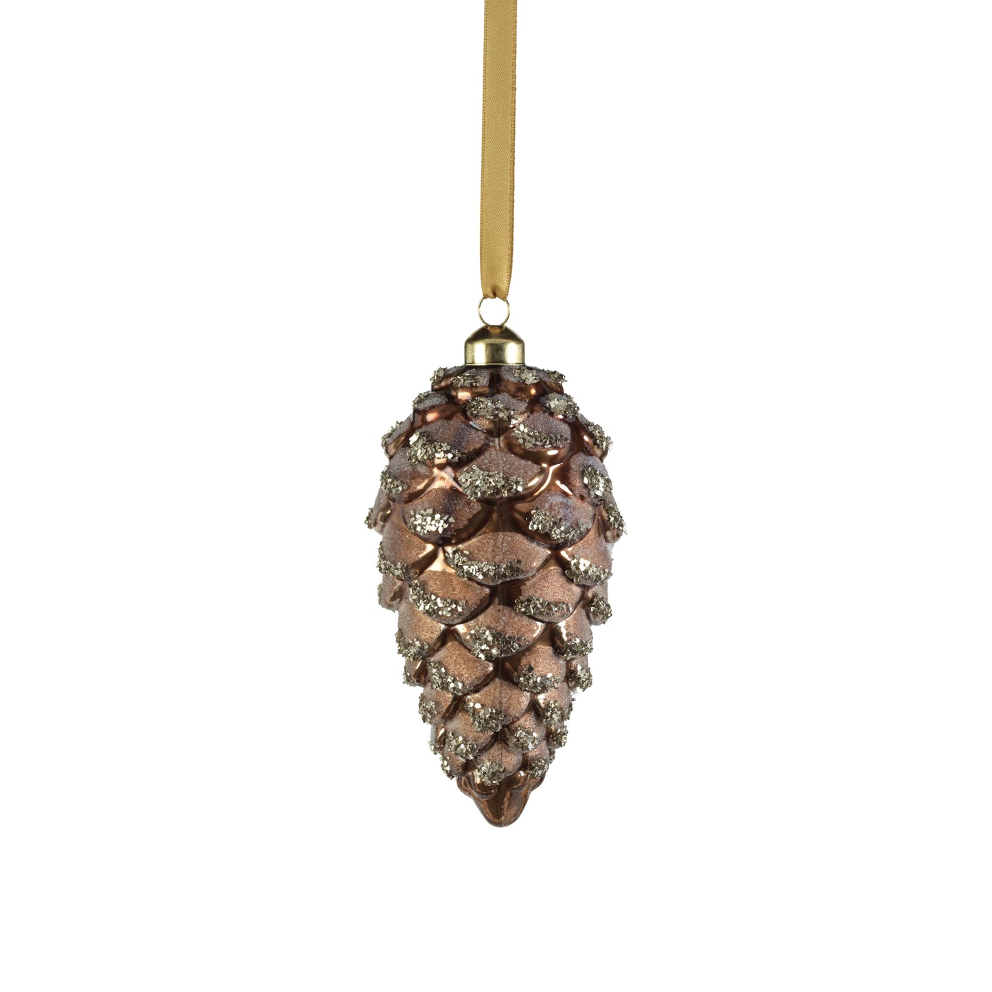 Glass Pine Cone Ornament | Copper Bronze Umber 6 in