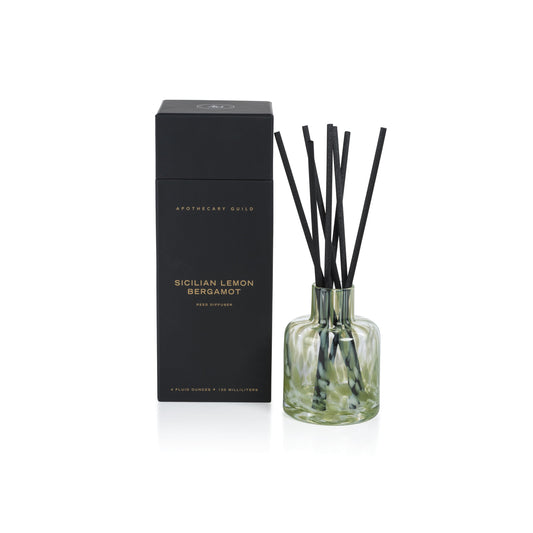 Apothecary Guild Opal Glass Reed Diffuser in Gift Box | Sicilian Lemon Bergamot