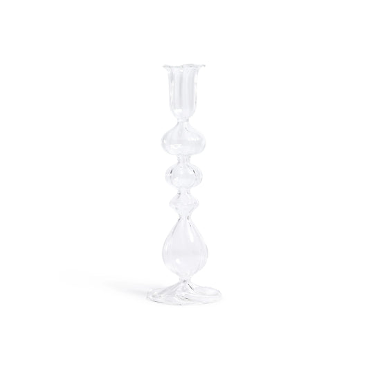 Marais Blown Glass Taper Candle Holder - Clear | 8 in