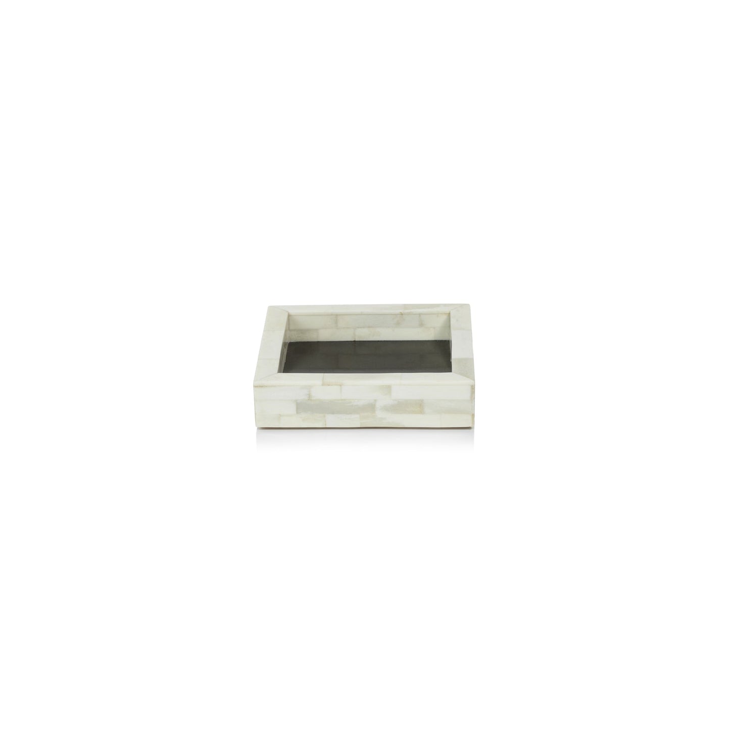 Maha White Bone with Black Inlay Tray - Square