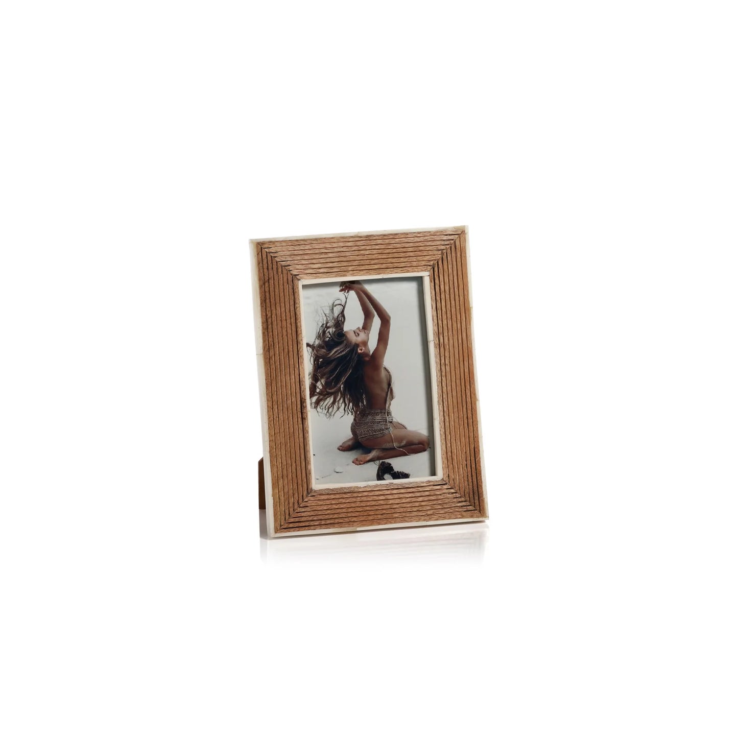 Ribbed Mango Wood Frame with White Bone Inside Border | 5x7
